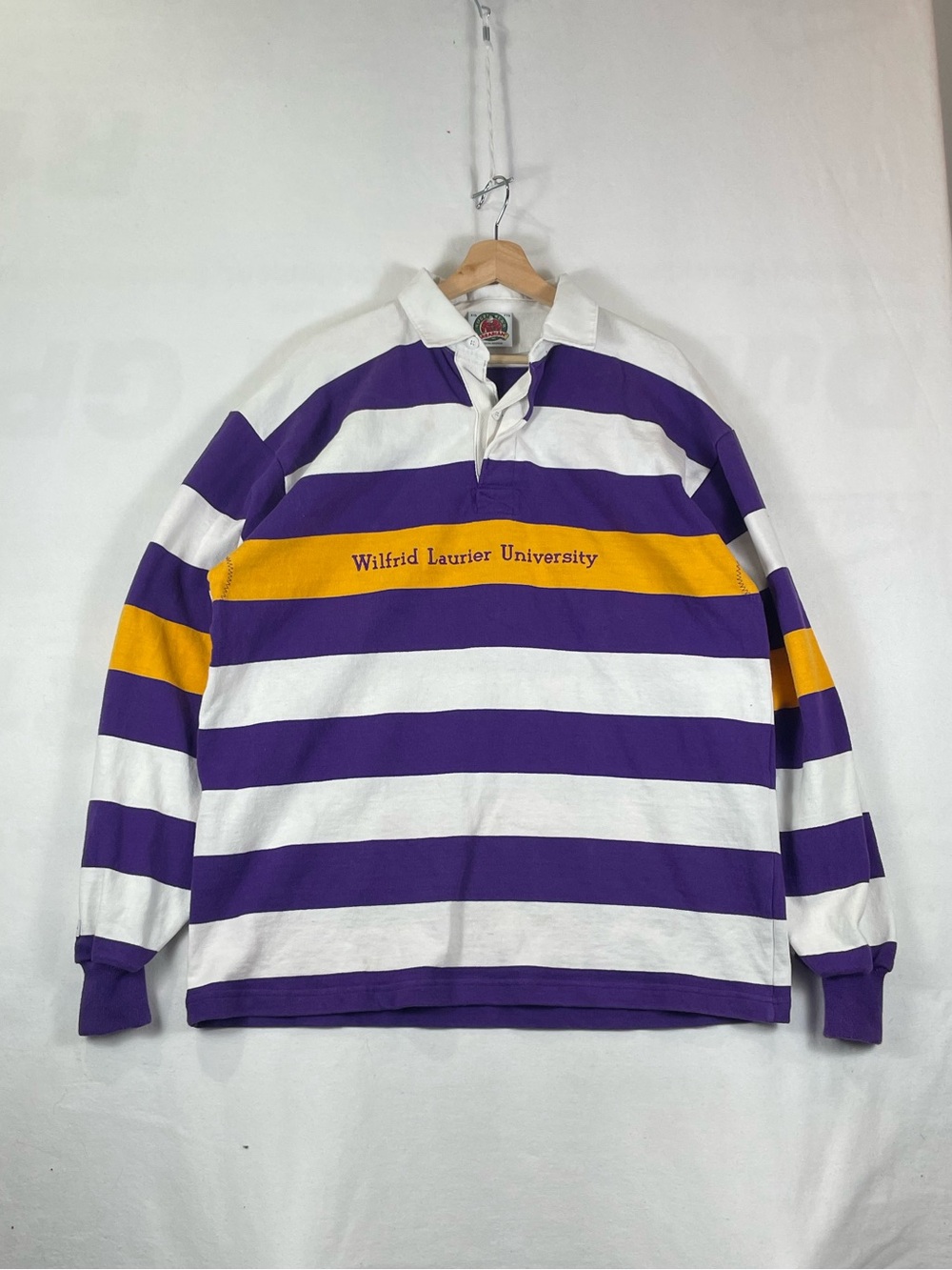 BARBARIAN Rugby Wear Laurier University Longsleeve Polo Heavy Cotton Sz 2XL